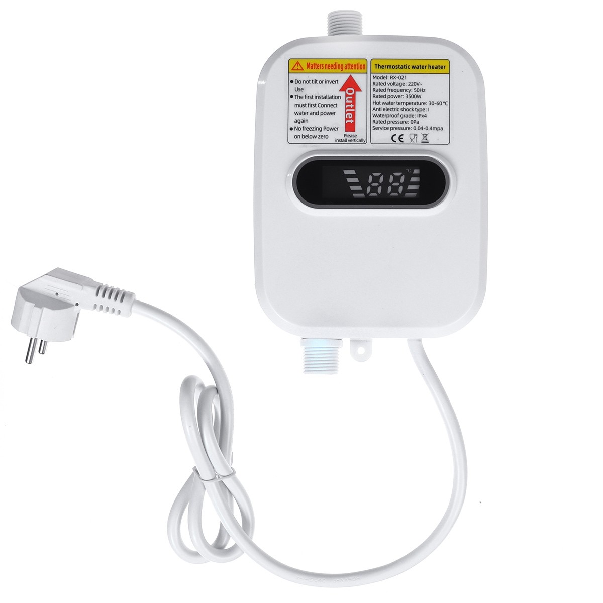 водопроводный кран пластмассы ABS 3500W IPX4 электрический горячий для душевой