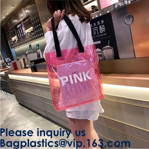 Clear Shopping Bag PVC Handbag Fashion Big Bags Jelly Package Large Transparent Tote Bag Shoulder Bag Leisure Beach Bag