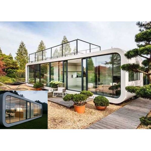 Prefab Cabin Apple House Aluminum Sliding Doors Steel Frame Prefab Modular Homes