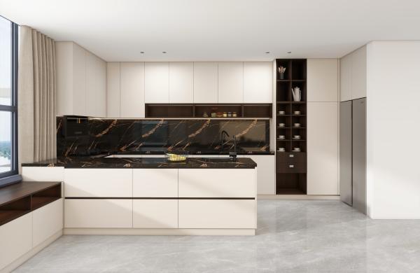 Mobiliário de casa inteira personalização completo design moderno de madeira melamina / laca armário de cozinha modular