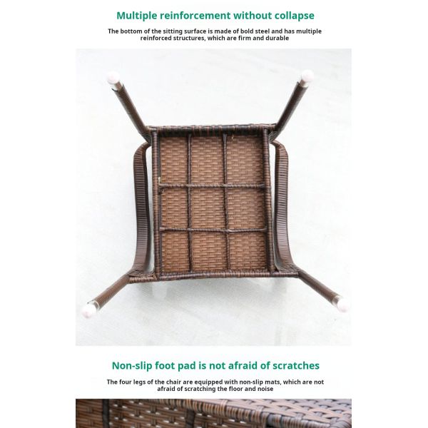 Modern Outdoor Rattan Dining Table And Chairs Set With Woven Rope Chairs Size 50*55*89cm