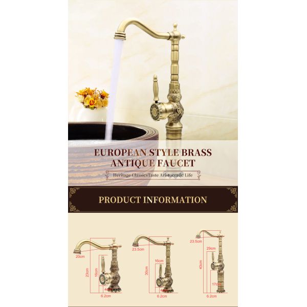 Antique Design Chorme Plating One-Handle Faucet for Kitchen Countertop Installation
