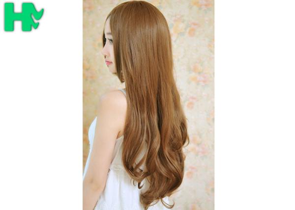 HuanFei Hair Synthetic Brown Wigs For Beautiful Women Long Wavy