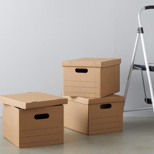 Moving Boxes With Reinforced Handle And Lids, Kitchen Moving Boxes with Reinforced Handle Lid Packing Supplies for Dishes and Glassware STOR/File Medium-Duty File Storage Boxes, FastFold