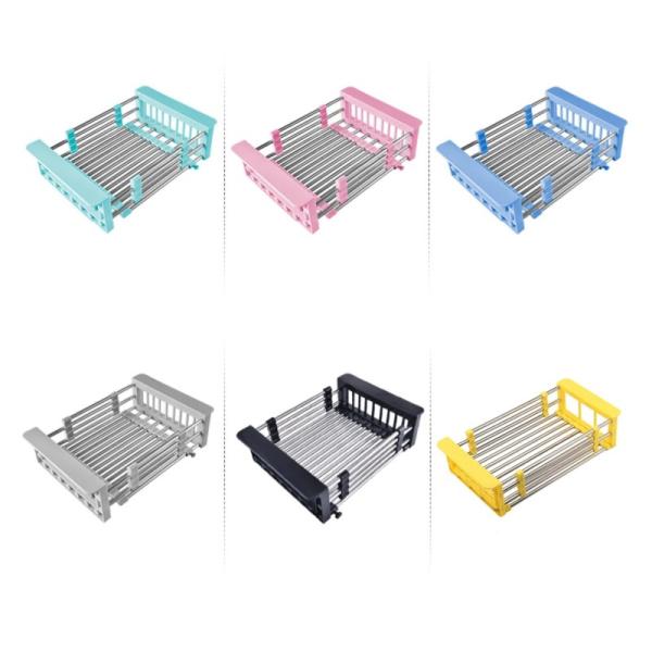 HOMES Stainless Steel Sink Accessory Adjustable Armrest Telescopic Kitchen Sink Drain Basket