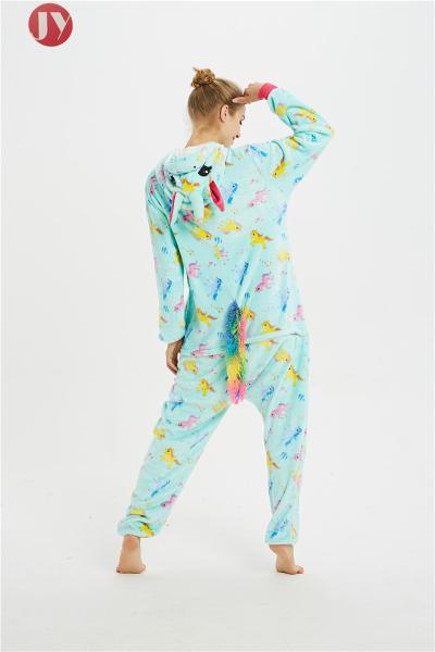 Wholesale Soft Polyester Fluffy Flannel Fleece Unicorn Kigurumi Costume Pajamas