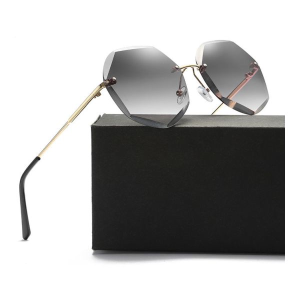 BSCI Oversized Shades Female Trendy UV400 Rimless Designer Sunglasses