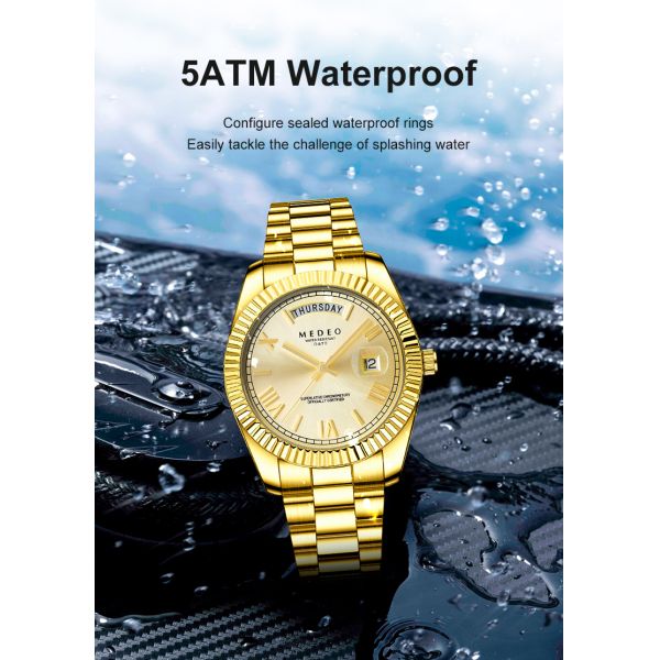 Waterproof Men's Quartz Watch With Butterfly Clasp