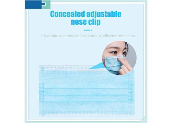 17*9.5cm Disposable Face Mask 3 Ply Non Woven For Anti Covid-19 / Dust