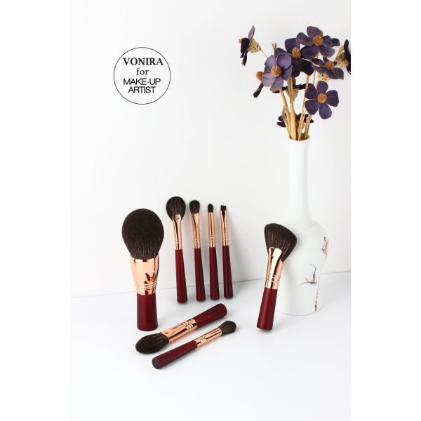 Жестокости Vegan набора щетки перемещения цвета красоты Vonira набор 100% щетки макияжа глаза стороны 8 частей красной румяной необходимой свободный мини