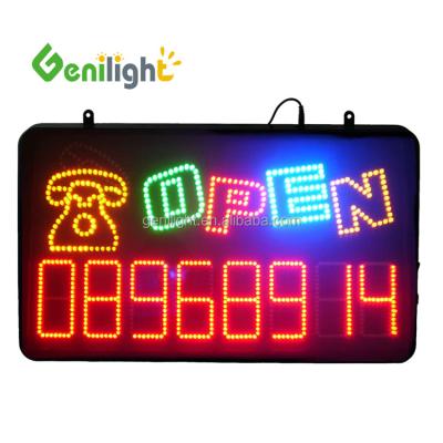 Rectángulo Indoor Open LED Sign con teléfono Función telefónica 3 Tipo de cambio