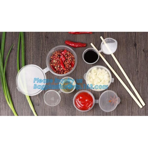 4oz PP Sauce cup hinged lid airtight pot Injection take away food container,PLA 4oz 140ml biodegradable cup disposable p