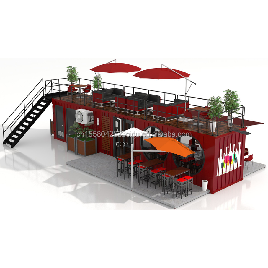 Galvanized Steel Square Tubes Container Houses 20ft Custom Flat Packaging Quick Installation Wooden Container Prefabricated House Garden Office