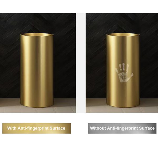 Brushed Finish Pedestal Bathroom Sink , Freestanding Wash Basin SUS304 Material