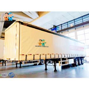 Reboque conveniente do lado da cortina de Axle Gooseneck 90m3 da carga 3 semi