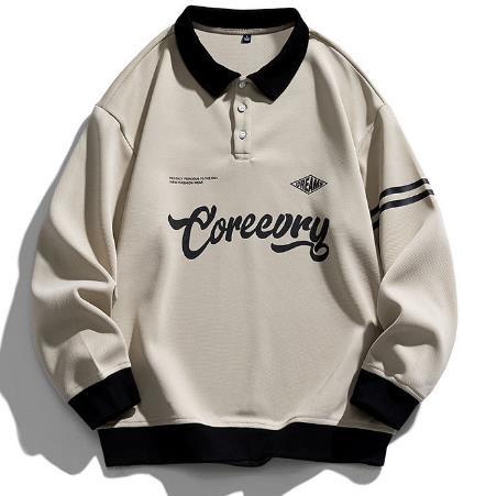 Do pulôver retro da lapela de S de Men do fabricante de roupa da quantidade pequena ' luva longa 100% poli com camiseta da cópia
