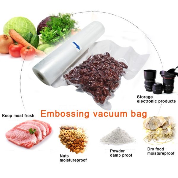 Reusable Laminated Food Vacuum Bags Plastic Packing Embossed Polythene Roll