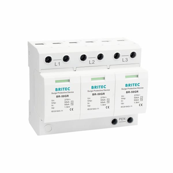 BR-50GR 4P type 1 surge protection device Surge Protective Device 50kA Surge Protection type 1 spd Remote signaling surge arrester