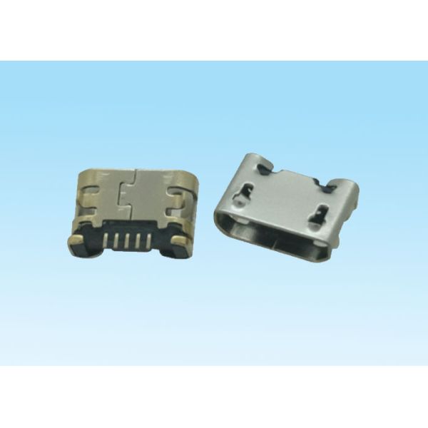 Silver Color USB C Connector , Micro USB Connector 6.4mm Straight Edge