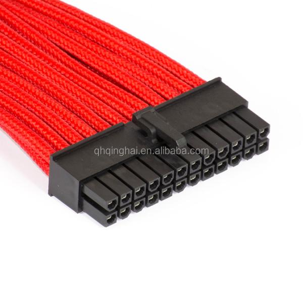 High Quality PSU Computer Cord Sleeved Cable Extensions 24pin interface  cotton mesh Electric Cables  300mm Length