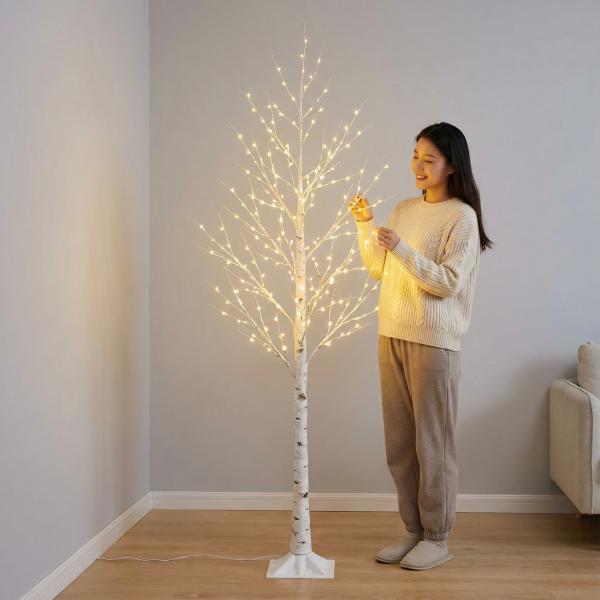 The luminous birch tree table lamp / floor lamp / copper wire tree lamp - essential items for creating a festive home and entertainment atmosphere during the New Year