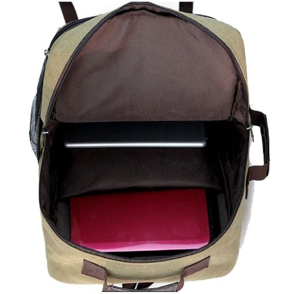 Colleges Army Green Vintage Canvas Rucksack With Handle