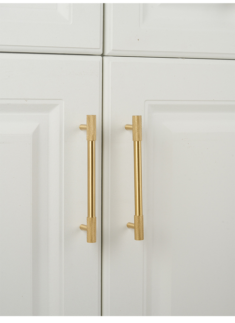 2025 Knurling Brass Handles Solid Brass Gold Cabinet Door Kitchen Drawer Handle Furniture Hardware