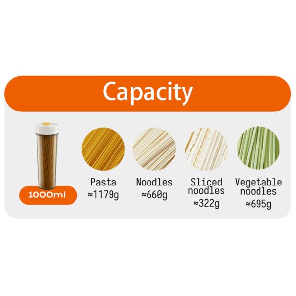 1000 ml Grande Cozinha Esparguete Pasta Noodles Nozes farinha Cereais recipientes de armazenamento