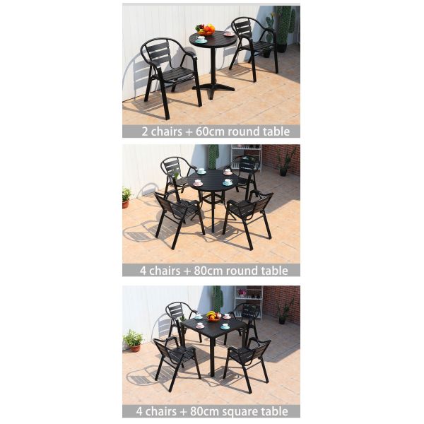 Modern Minimalist WPC Outdoor Table and Chair Leisure Furniture Courtyard Balcony Armrest Aluminum Chair