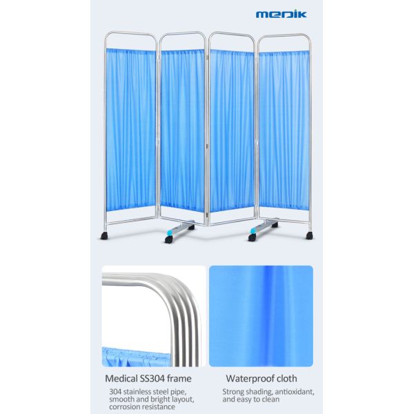 Медицинский складывая экран палаты нержавеющей стали четырехголосный для больницы