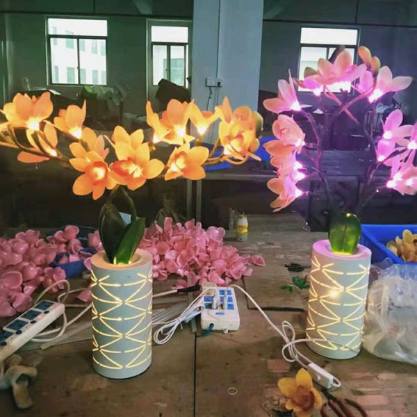 LED decorative vase Huilan lamp small night light restaurant decorative table lamp hotel simulation flower