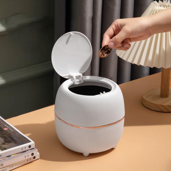Desktop Trash Can Household Living Room Press Paper Basket Office Pail Paper Basket Dormitory Small Paper Basket with Cover
