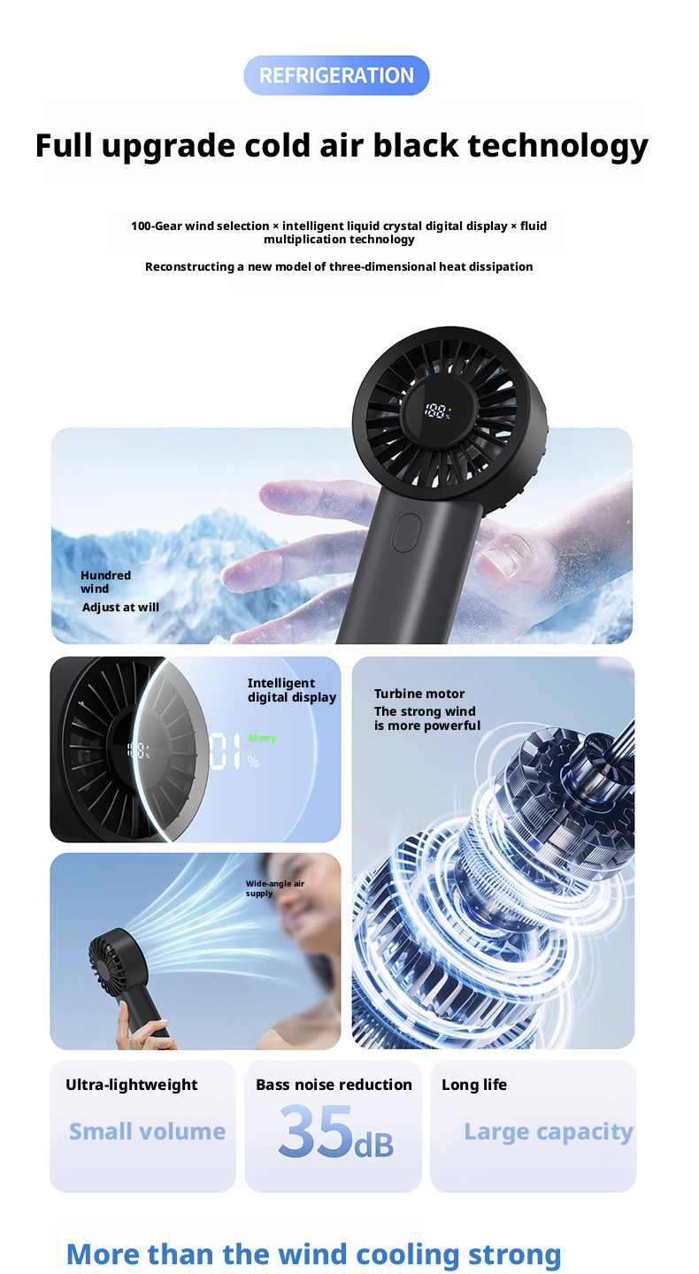 Brushless Motor Lightweight Mini Portable Handheld USB Fan for Outdoor and Indoor Use