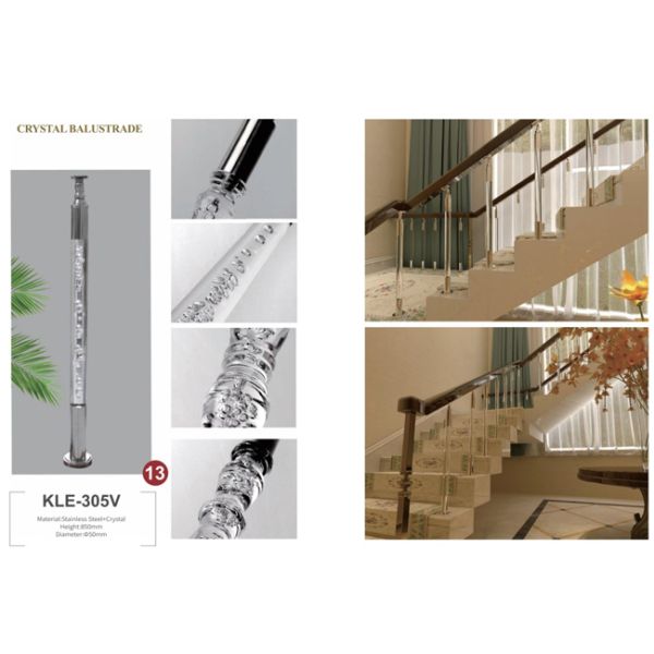 2024 Luxurious Interior Prefinished Crystal Pillar Balustrade Acrylic Baluster Staircase Stair Handrail Design