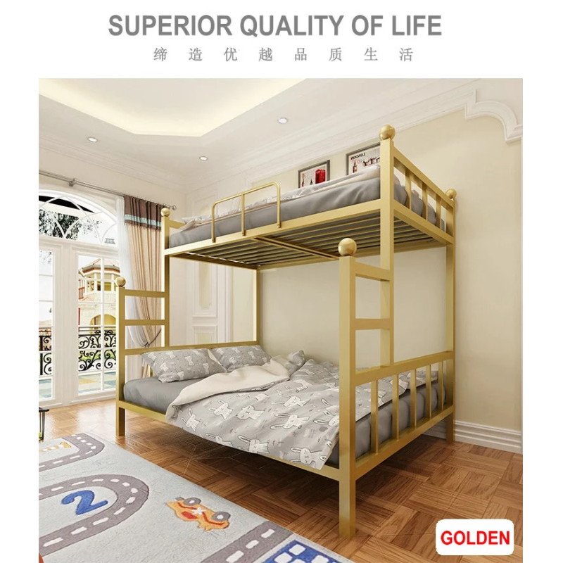 School Furniture Adult Full Size Metal Garden Bunk Bed for Space Saving in Queen Loft Bed