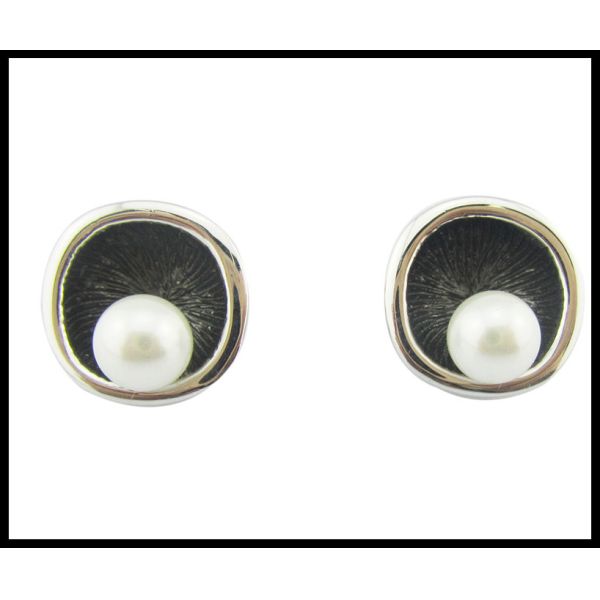 Pearl Round White Pearl Classic Style Silver 925 Jewelry Set with AAA CZ and Rhodium Plating  Sterling Silver Wedding