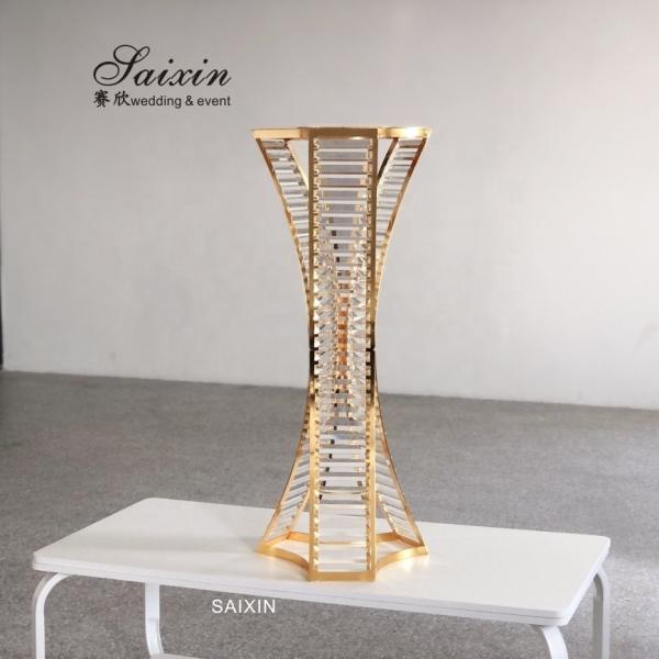 Vaso de Flor de Ouro Cristalino Stand Metal para sala de estar Decoração de mesa de casamento