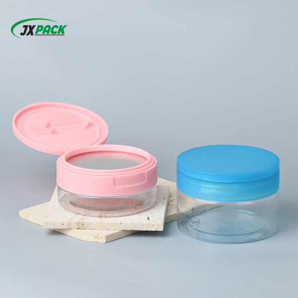 Custom PET Flip Lid Cosmetic Jar for Cleansing Balm & Makeup Remover Packaging
