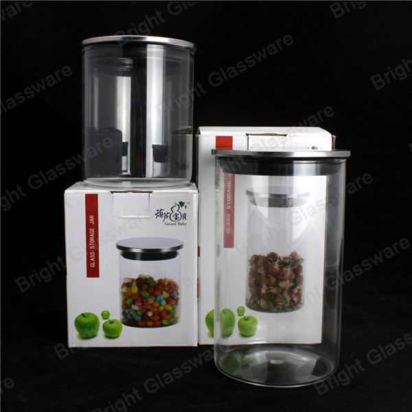 Airtight Glass Storage Jar With Metal Lid For Kitchenware