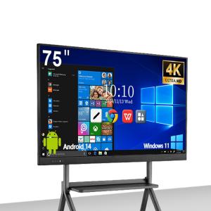 Qtenboard Interactive Whiteboard with 4K Resolution 50 Point Touch and Android 14.0 OS for Education and Meetings