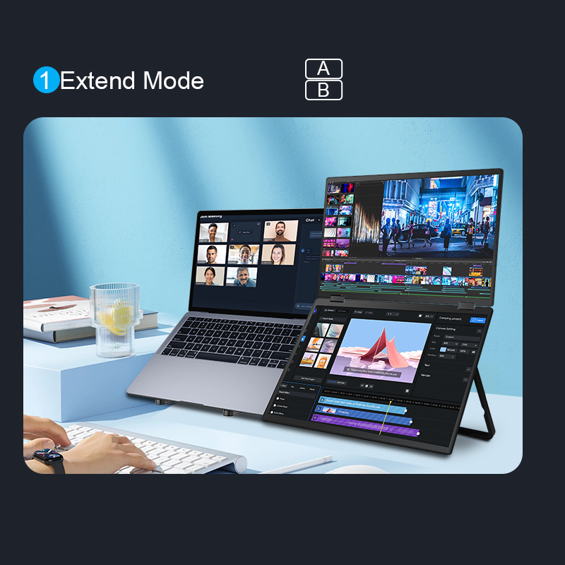 ODM Laptop Second Screen Portable Folding Monitor 1920x1080 Resolution