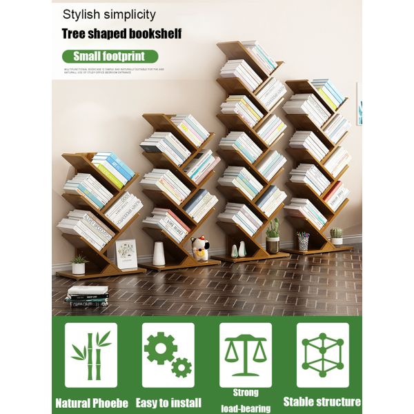 NO Folded Small Tree Bookshelf Unique Wide cases Classroom Rack Display shelf Organizer for Magazine CDs Modern