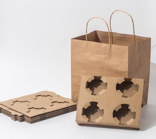 Biodegradable 2 Cup 4 Cup Disposable Coffee Paper Holder Tray Portable Takeout Coffee Paper Cup Carrier