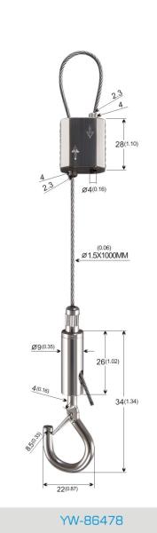 Heavy Duty Brass Cable Hanging System With Adjustable Height