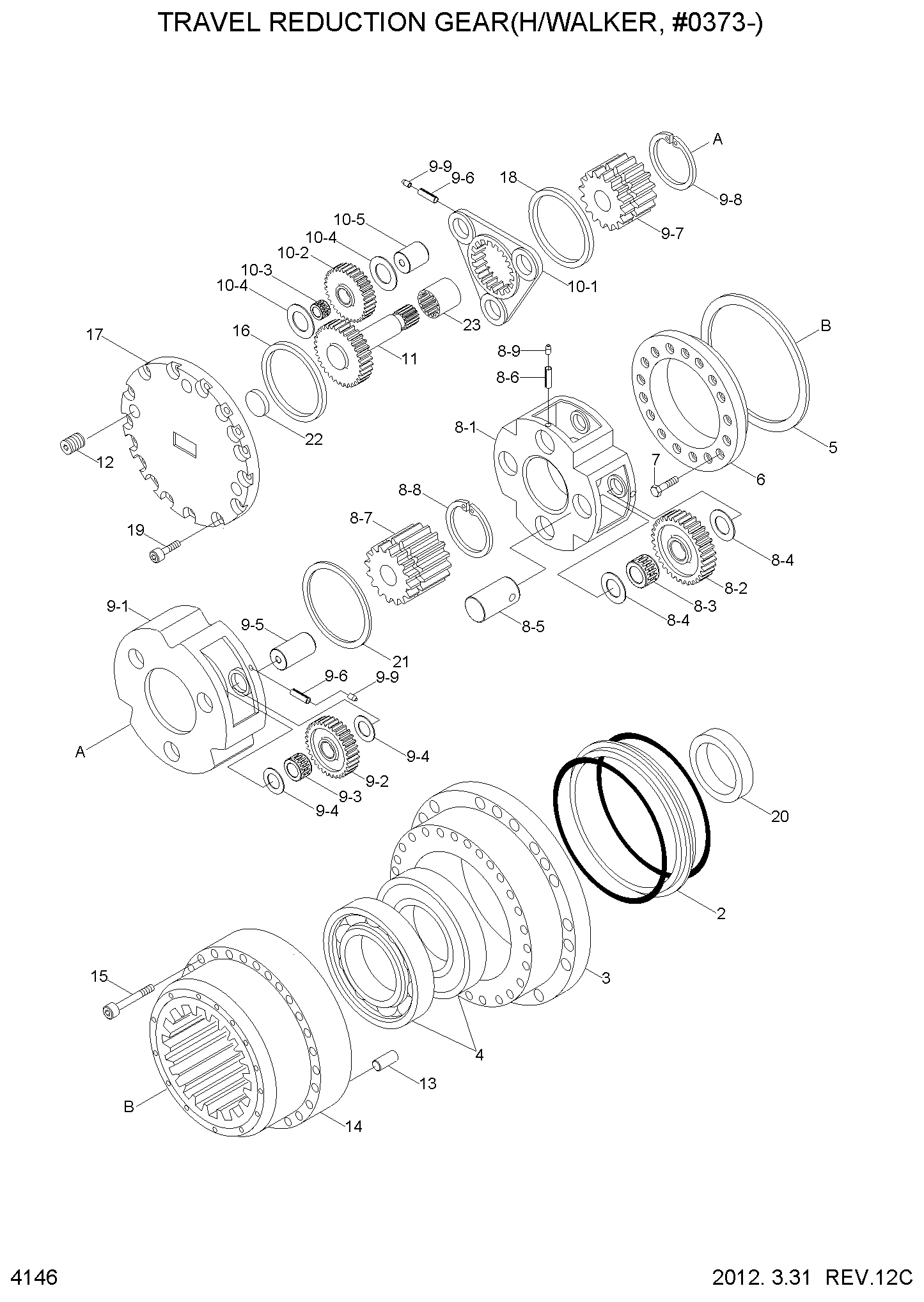  XKAQ-00400 Carrier Assy No.1 Travel Gearbox For Hyundai R320LC7