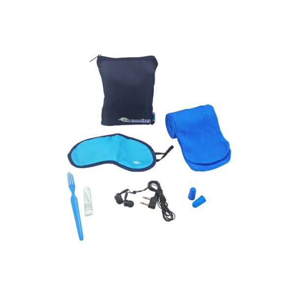 Lightweight Polyester Pouch Travel Kits For Flying , Thermal Transfer Logo