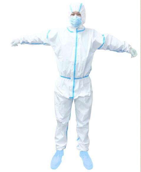 Resistente químico de pouco peso do vestido descartável encapuçado branco do isolamento