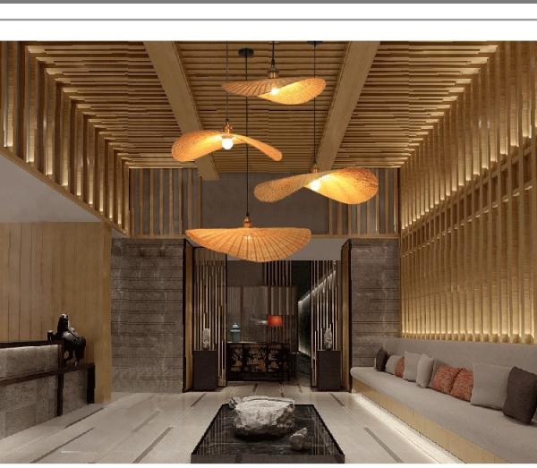 Chinese Hand Knitted Bamboo Pendant Lights Weaving Hanging Lamp Garden Restauran bamboo chandelier(WH-WP-26)
