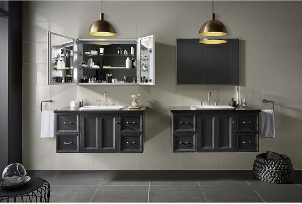 Double Door Aluminum Storage Cabinet  / Aluminium Vanity Cabinet Sleek Mirrored