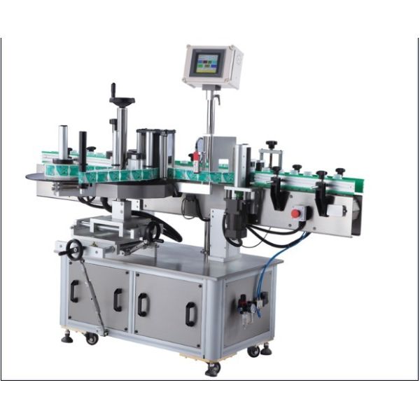 Pressure Sensitive Round Bottle Sticker Labeling Machine , Vertical Wrap Around Label Applicator